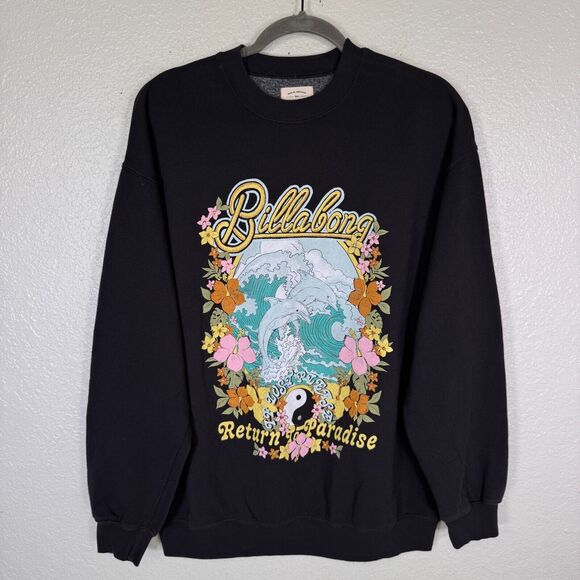Billabong Tops - Billabong Sweatshirt Women Small Dolphin Yin Yang Floral Retro Sweater Boho